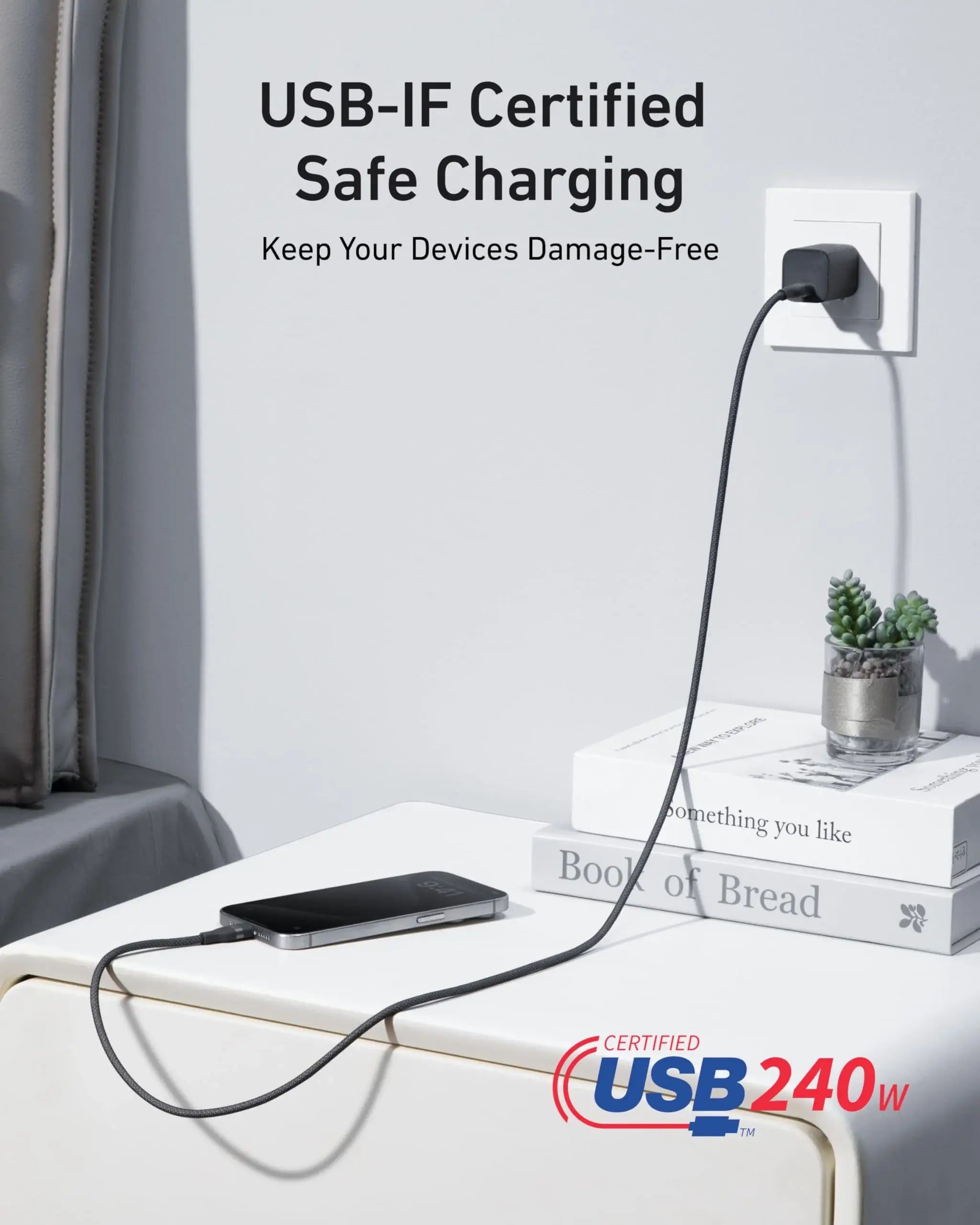 Anker USB-C to USB-C Cable (3 ft / 6 ft, 240W, Upcycled-Braided) - Anker - Flyclothing LLC