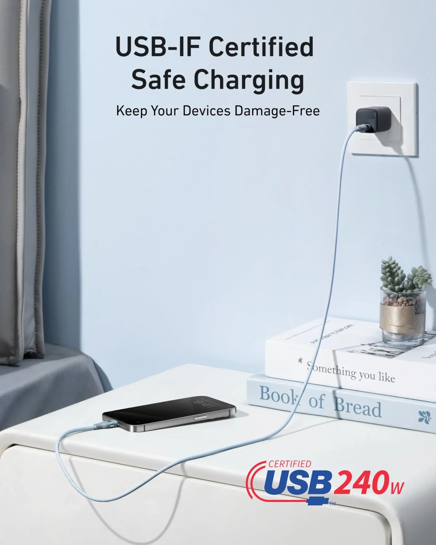 Anker USB-C to USB-C Cable (3 ft / 6 ft, 240W, Upcycled-Braided) - Anker - Flyclothing LLC