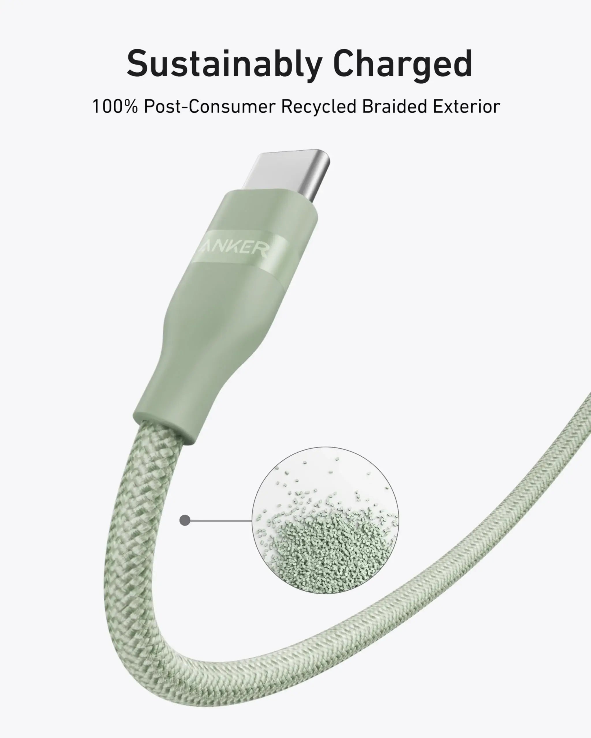 Anker USB-C to USB-C Cable (3 ft / 6 ft, 240W, Upcycled-Braided) - Anker - Flyclothing LLC