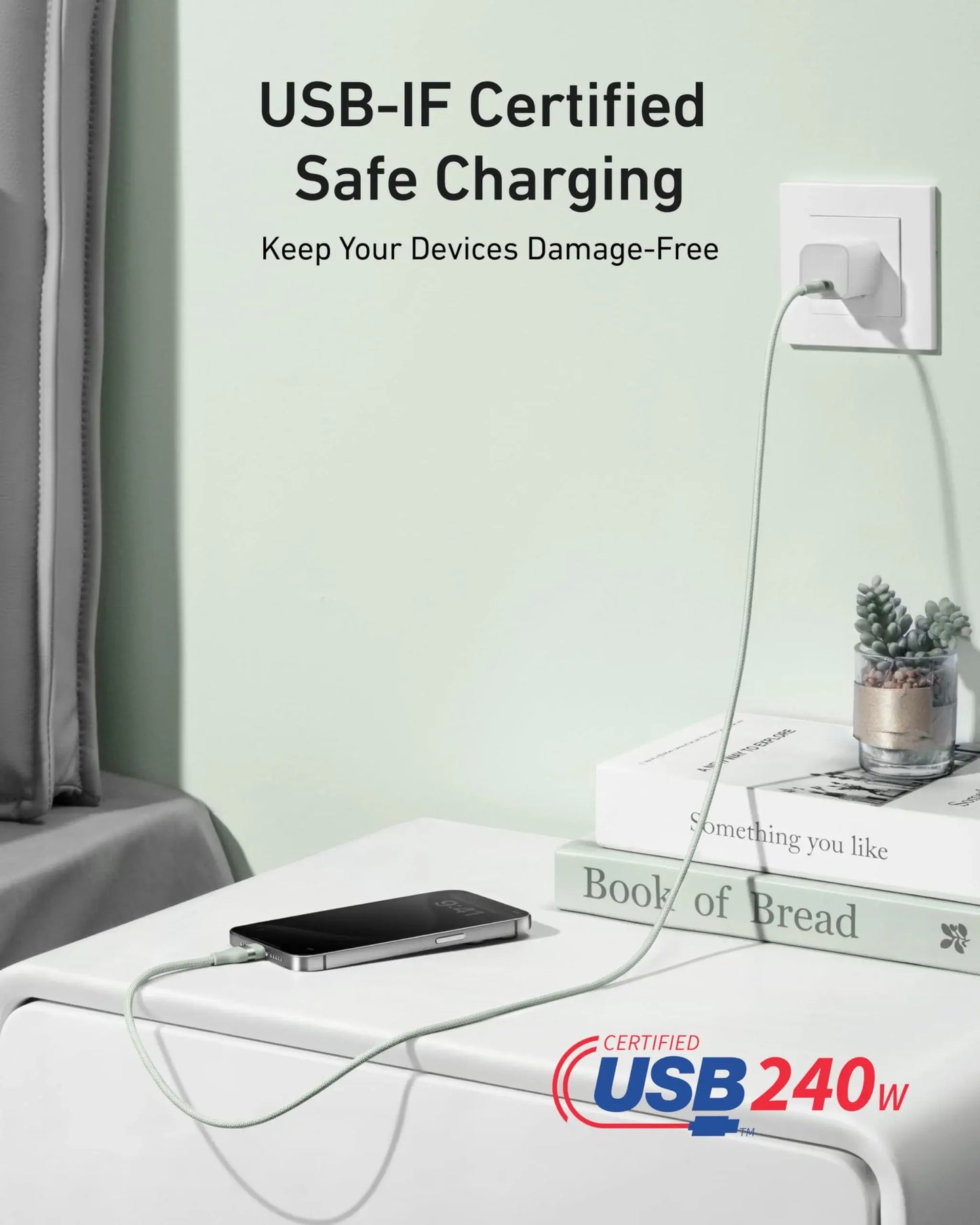 Anker USB-C to USB-C Cable (3 ft / 6 ft, 240W, Upcycled-Braided) - Anker - Flyclothing LLC