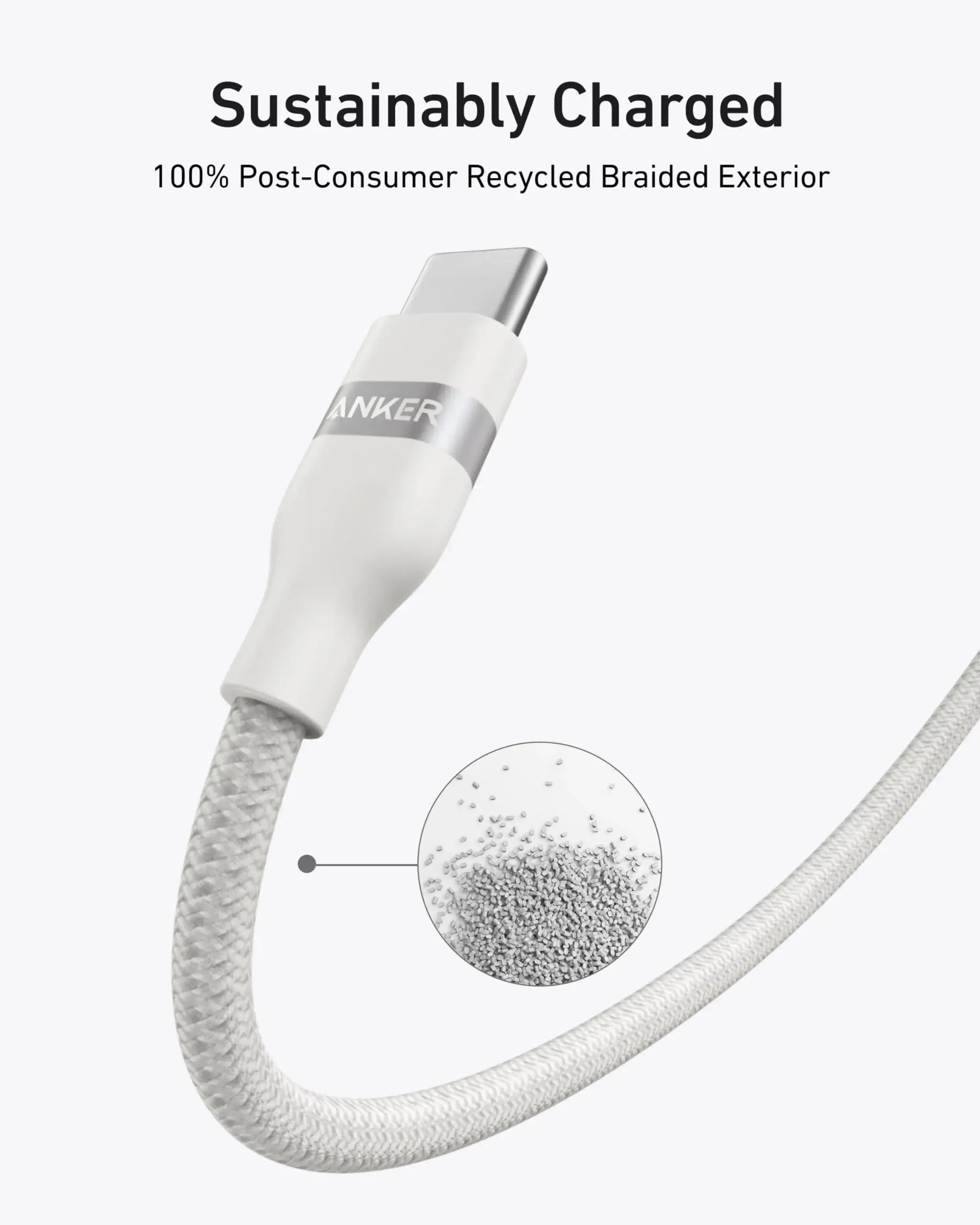 Anker USB-C to USB-C Cable (3 ft / 6 ft, 240W, Upcycled-Braided) - Anker - Flyclothing LLC