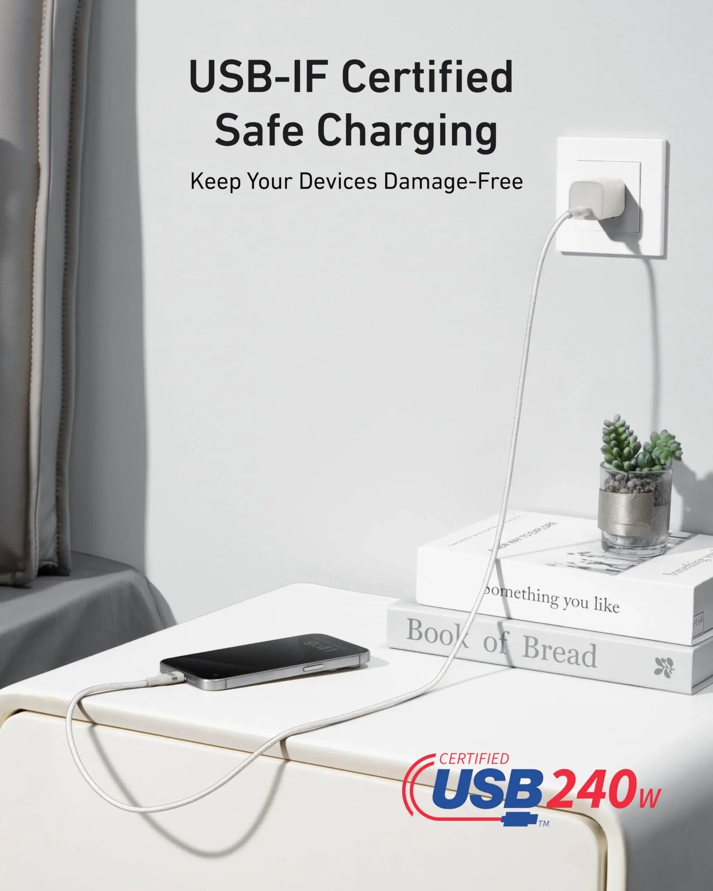 Anker USB-C to USB-C Cable (3 ft / 6 ft, 240W, Upcycled-Braided) - Anker - Flyclothing LLC