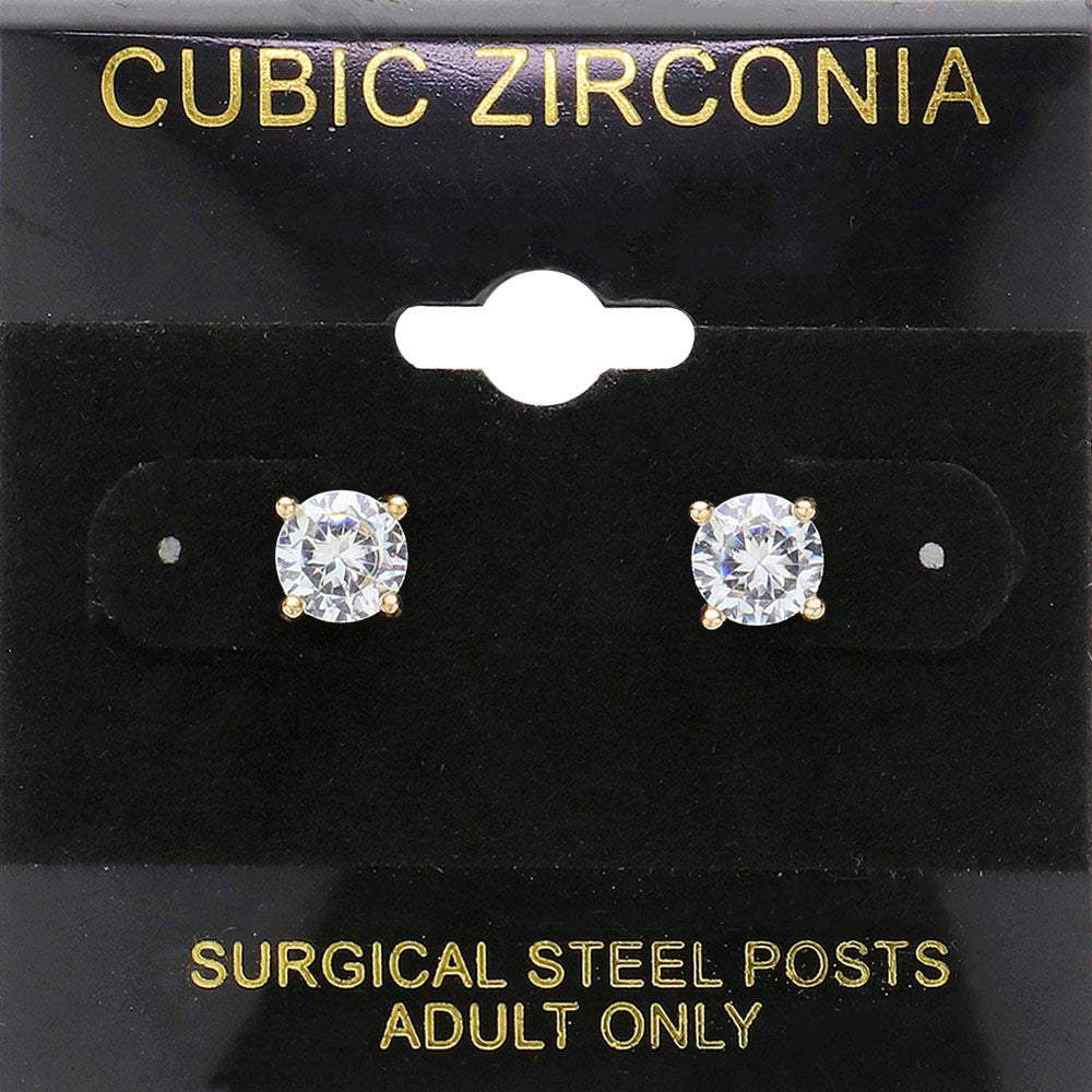 6mm Round CZ Stud Earrings - Madeline Love - Flyclothing LLC
