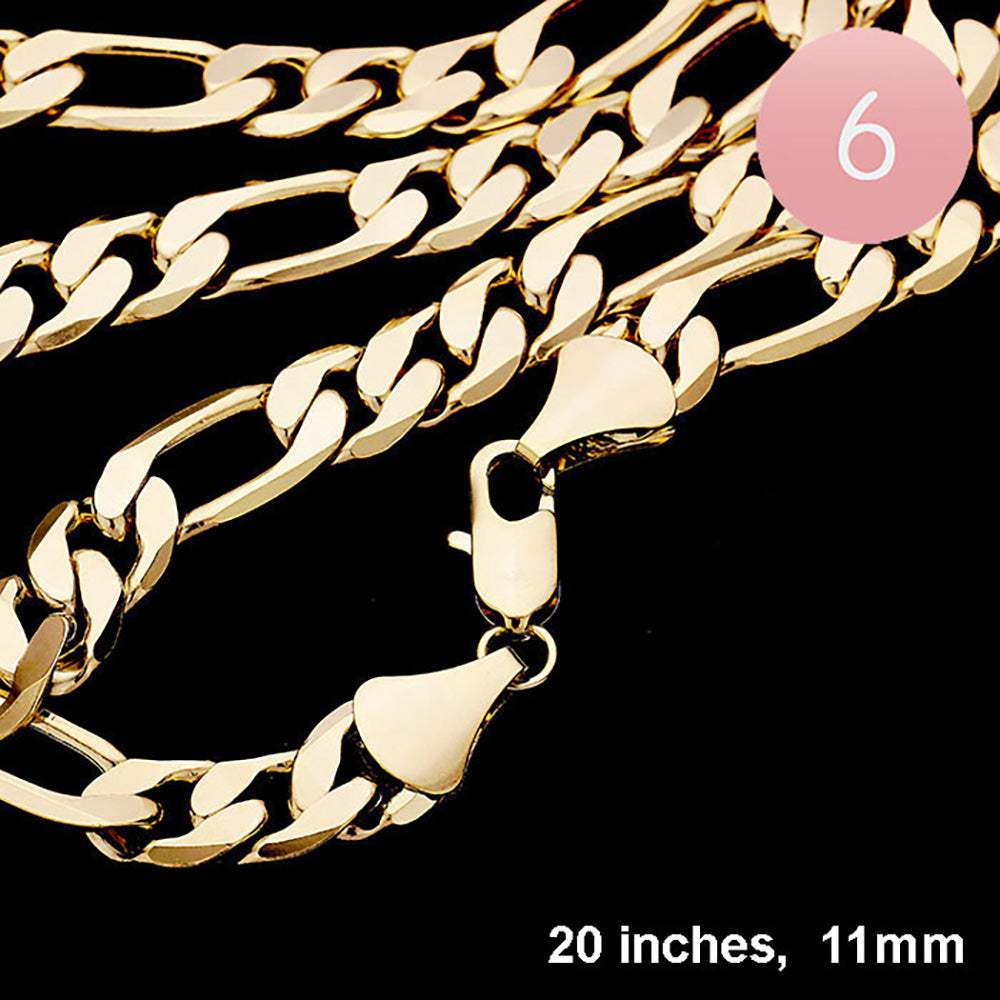 6PCS - 20 INCH, 11mm Gold Plated Figaro Chain Metal Necklaces - Madeline Love - Flyclothing LLC