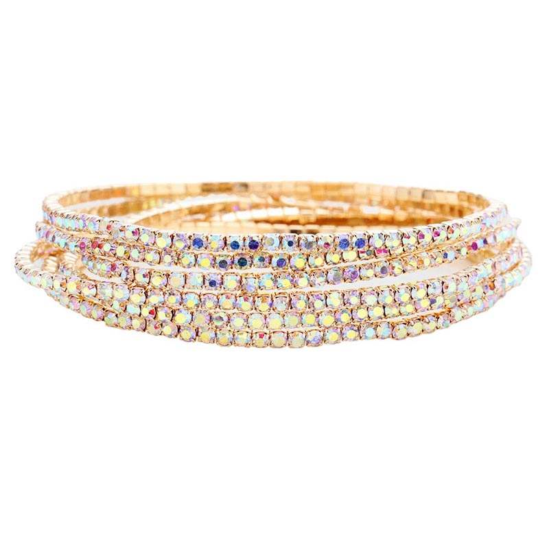 6pcs Crystal Rhinestone Stretch Layered Bracelets - Madeline Love - Flyclothing LLC