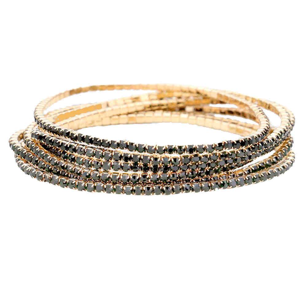 6pcs Crystal Rhinestone Stretch Layered Bracelets - Madeline Love - Flyclothing LLC