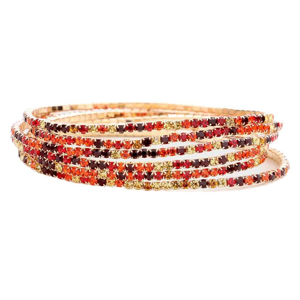 6pcs Crystal Rhinestone Stretch Layered Bracelets - Madeline Love - Flyclothing LLC