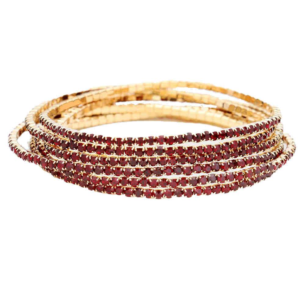 6pcs Crystal Rhinestone Stretch Layered Bracelets - Madeline Love - Flyclothing LLC