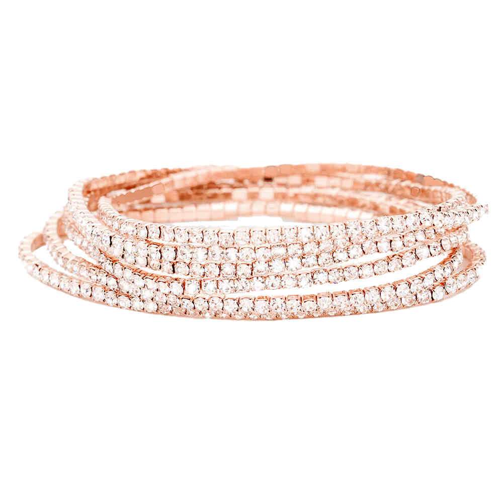 6pcs Crystal Rhinestone Stretch Layered Bracelets - Madeline Love - Flyclothing LLC