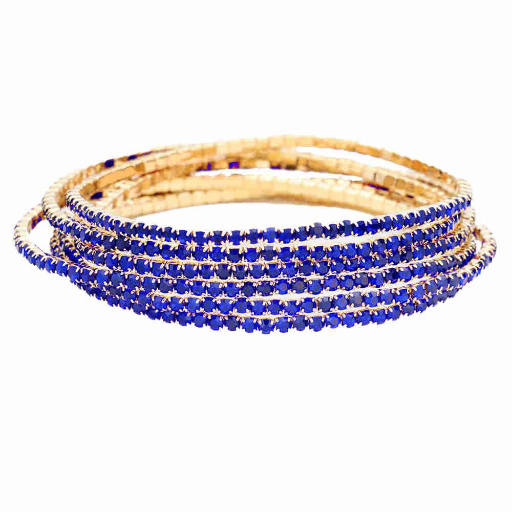 6pcs Crystal Rhinestone Stretch Layered Bracelets - Madeline Love - Flyclothing LLC