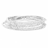 6pcs Crystal Rhinestone Stretch Layered Bracelets - Madeline Love - Flyclothing LLC