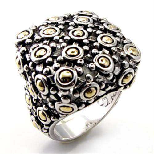 6X022 - Reverse Two-Tone Brass Ring with No Stone - Alamode - Flyclothing LLC
