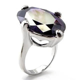 6X025 - Rhodium Brass Ring with AAA Grade CZ  in Amethyst - Alamode