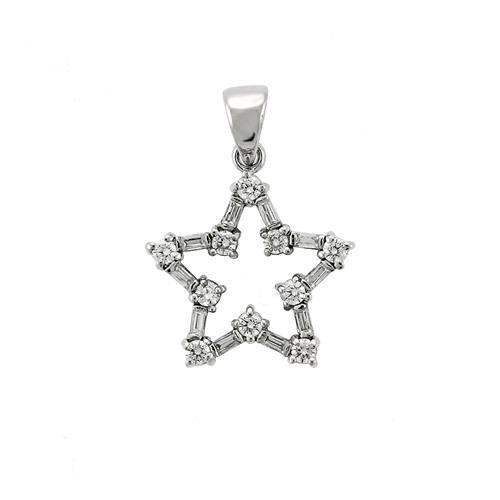 6X081 - High-Polished 925 Sterling Silver Pendant with AAA Grade CZ in Clear - Alamode - Flyclothing LLC