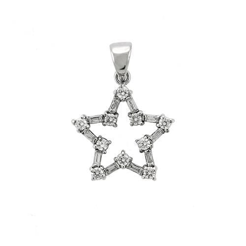 6X081 - High-Polished 925 Sterling Silver Pendant with AAA Grade CZ  in Clear - Alamode