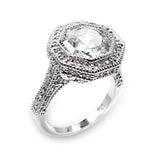 6X211 - High-Polished 925 Sterling Silver Ring with AAA Grade CZ  in Clear - Alamode