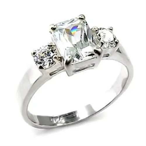 6X247 - High-Polished 925 Sterling Silver Ring with AAA Grade CZ in Clear - Alamode - Flyclothing LLC