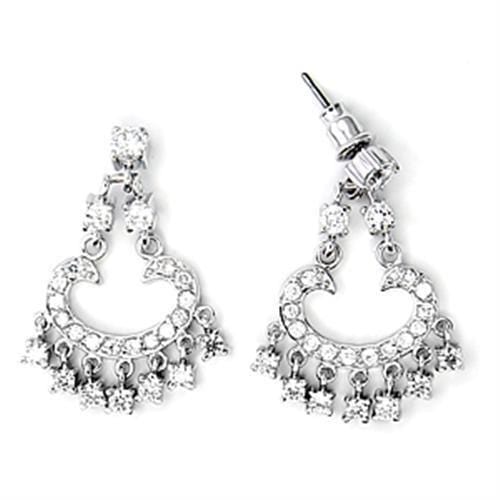 6X267 - High-Polished 925 Sterling Silver Earrings with AAA Grade CZ  in Clear - Alamode