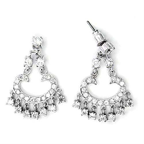 6X267 - High-Polished 925 Sterling Silver Earrings with AAA Grade CZ in Clear - Alamode - Flyclothing LLC