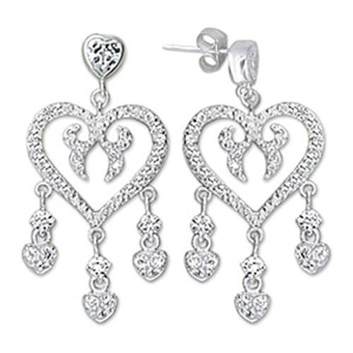 6X278 - High-Polished 925 Sterling Silver Earrings with AAA Grade CZ  in Clear - Alamode