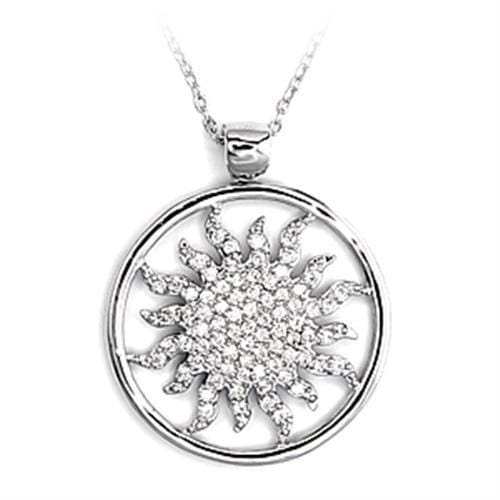 6X324 - High-Polished 925 Sterling Silver Chain Pendant with AAA Grade CZ in Clear - Alamode - Flyclothing LLC