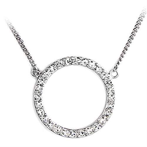 6X448 - Rhodium Brass Chain Pendant with Top Grade Crystal in Clear - Alamode - Flyclothing LLC