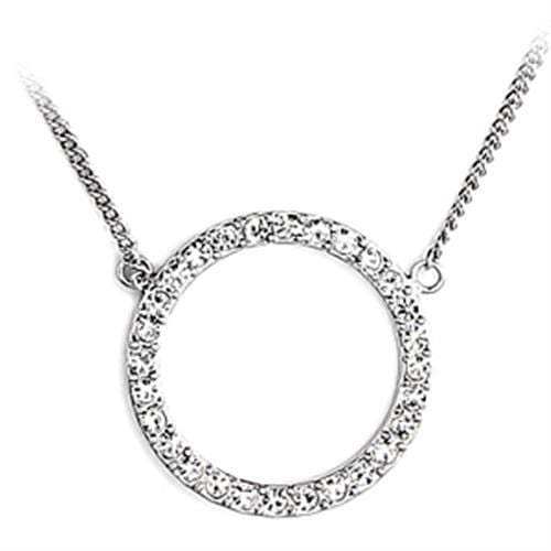 6X448 - Rhodium Brass Chain Pendant with Top Grade Crystal in Clear - Alamode - Flyclothing LLC