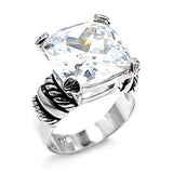 6X526 - Rhodium 925 Sterling Silver Ring with AAA Grade CZ  in Clear - Alamode