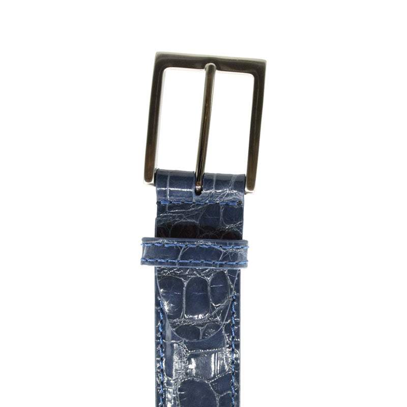 70-100-DNM ALLIGATOR Belt, Denim - Zelli Italia - Flyclothing LLC
