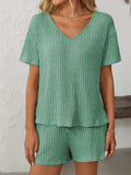 Mandy V-Neck Short Sleeve Top and Shorts Set - Trendsi - Flyclothing LLC