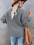 Button Detail Long Sleeve Knit Top - Trendsi - Flyclothing LLC