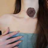 3D Rose Alloy Buckle Necklace - Trendsi - Flyclothing LLC