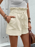 Paperbag Waist Shorts with Pockets - Trendsi