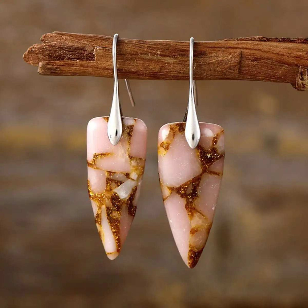 Natural Stone Geometric Shape Earrings - Trendsi - Flyclothing LLC