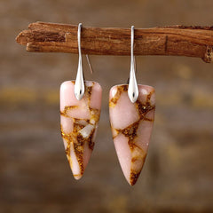 Natural Stone Geometric Shape Earrings - Trendsi