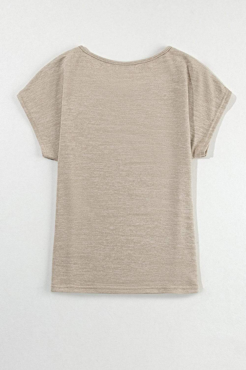 Decorative Button Graphic Round Neck Short Sleeve T-Shirt - Trendsi - Flyclothing LLC