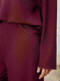 V-Neck Long Sleeve Top and Wide Leg Pants Set - Trendsi - Flyclothing LLC