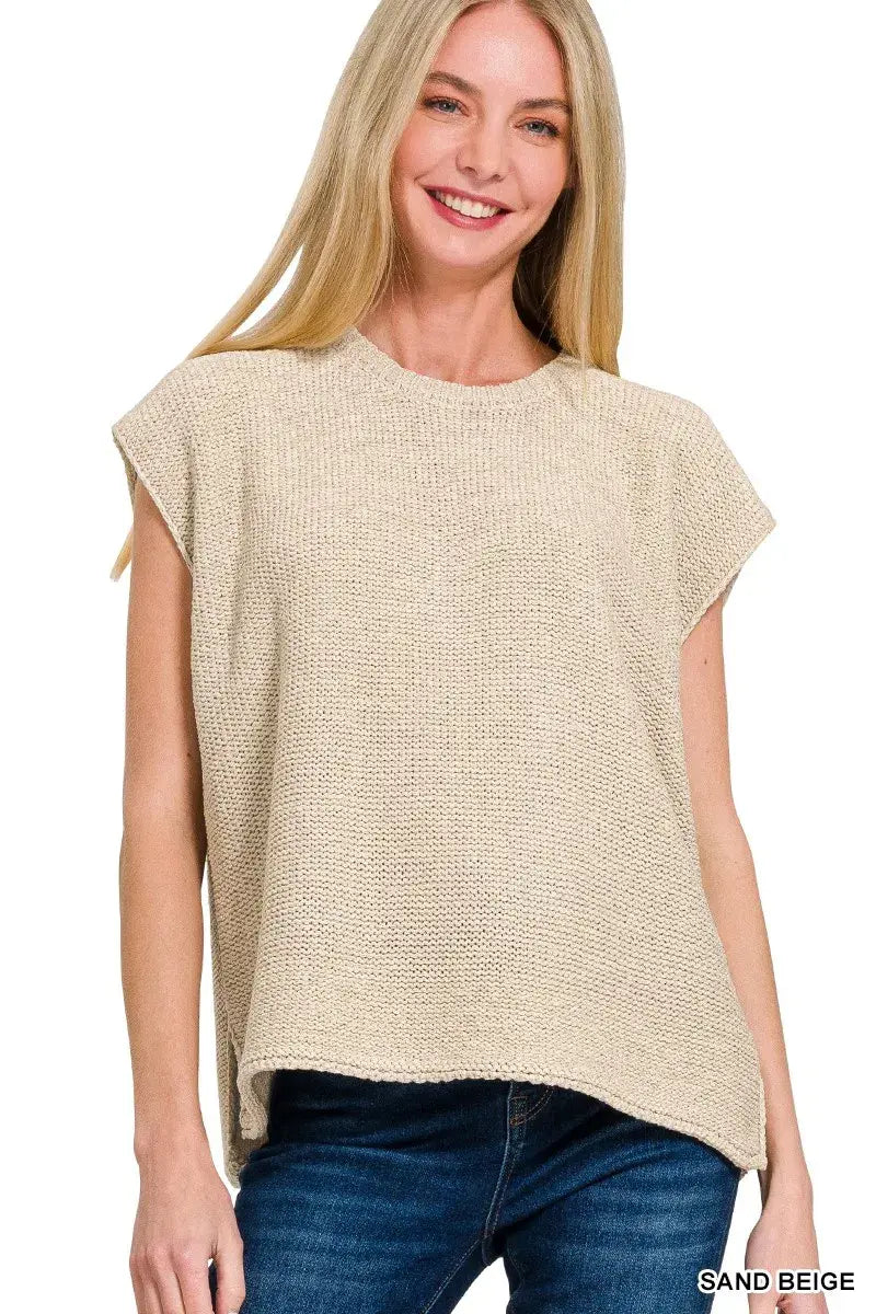 Zenana Oversized Crew Neck Sweater Vest - Trendsi - Flyclothing LLC