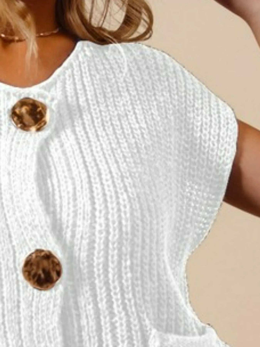 SO ME Big Metal Button Front Sweater Vest - Trendsi - Flyclothing LLC