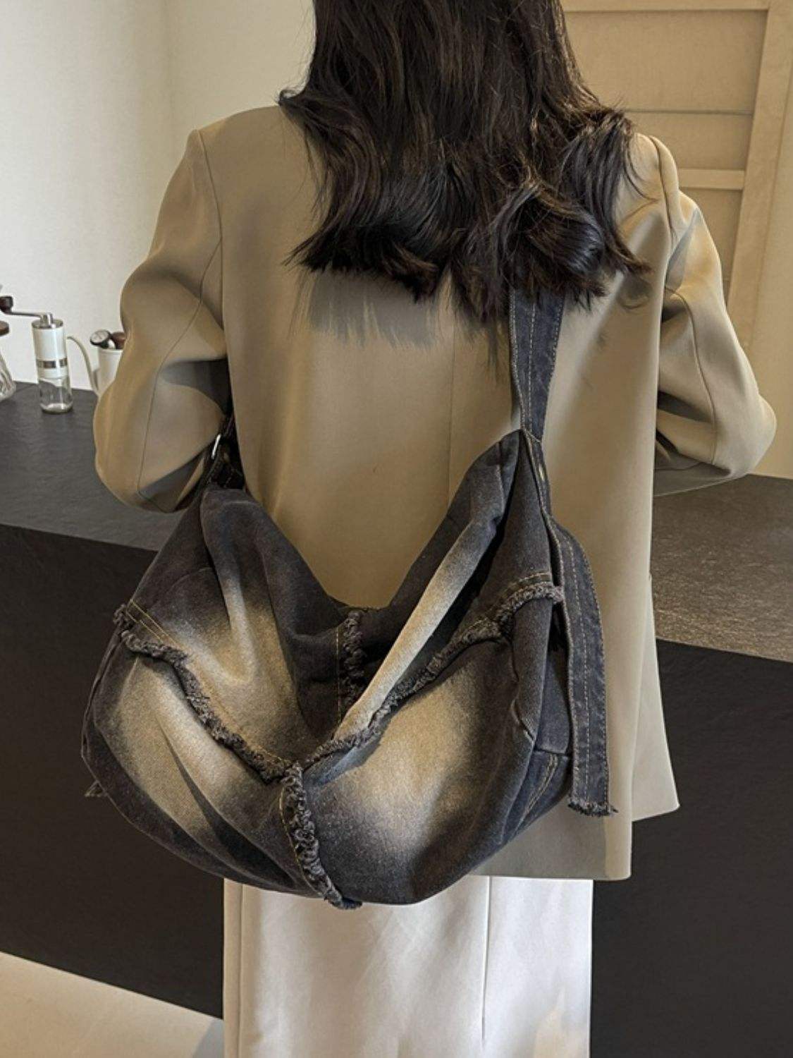 Raw Hem Gradient Crossbody Bag - Trendsi - Flyclothing LLC