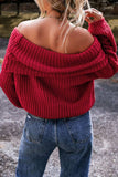 Off-Shoulder Long Sleeve Sweater - Trendsi - Flyclothing LLC