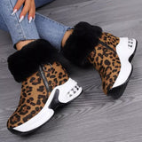 Fuzzy Side Zipper Platform Ankle Boots - Trendsi - Flyclothing LLC