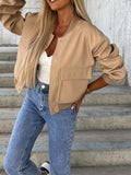 Baseball Collar Dropped Shoulder Jacket - Trendsi - Flyclothing LLC