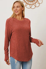 Basic Bae Full Size Ribbed Thumbhole Sleeve T-Shirt - ShopBasicbae - Flyclothing LLC