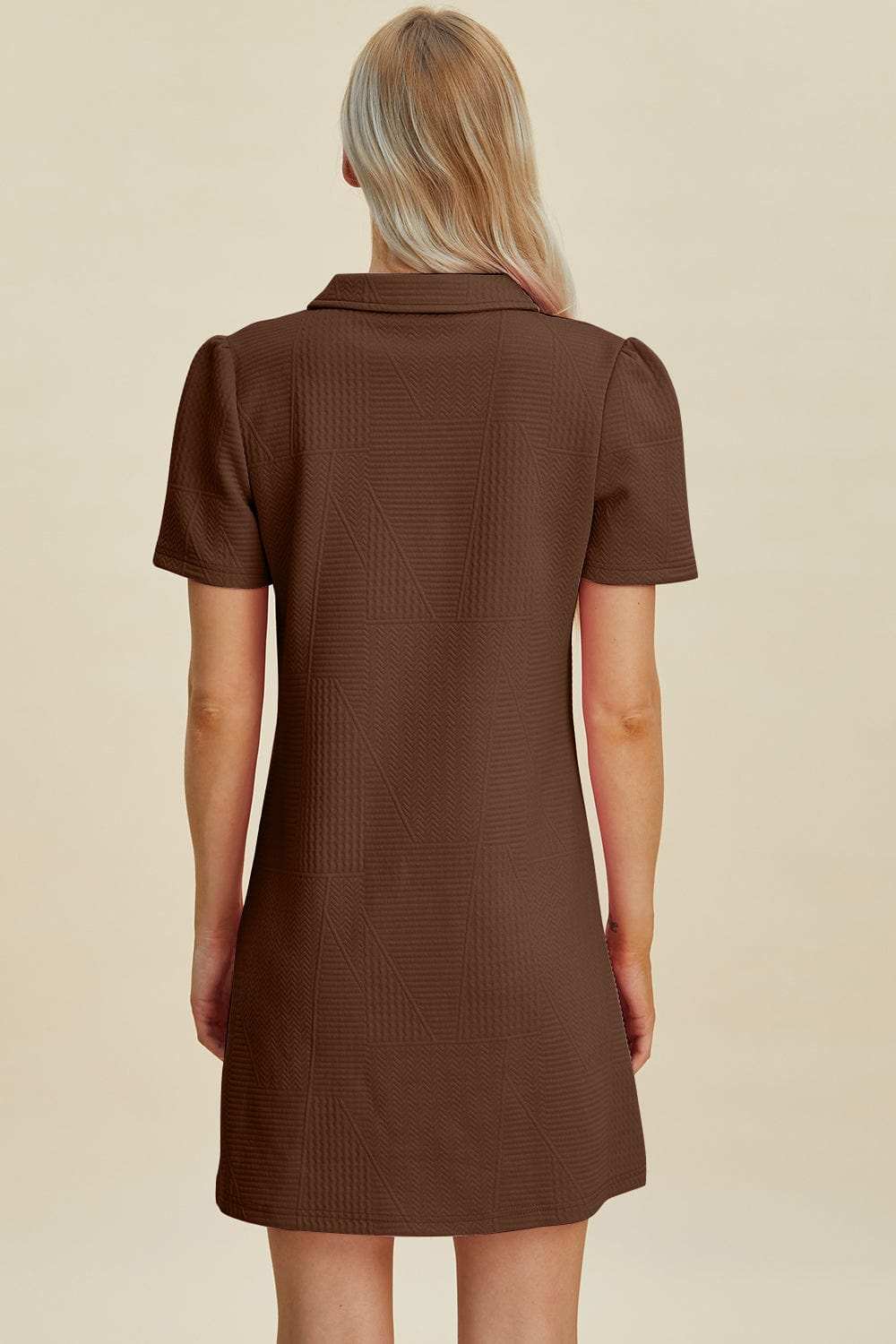 Double Take Full Size Texture Short Sleeve Dress - Trendsi - Flyclothing LLC