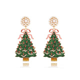 Christmas Tree Dangle Earrings with Pearl - Trendsi - Flyclothing LLC