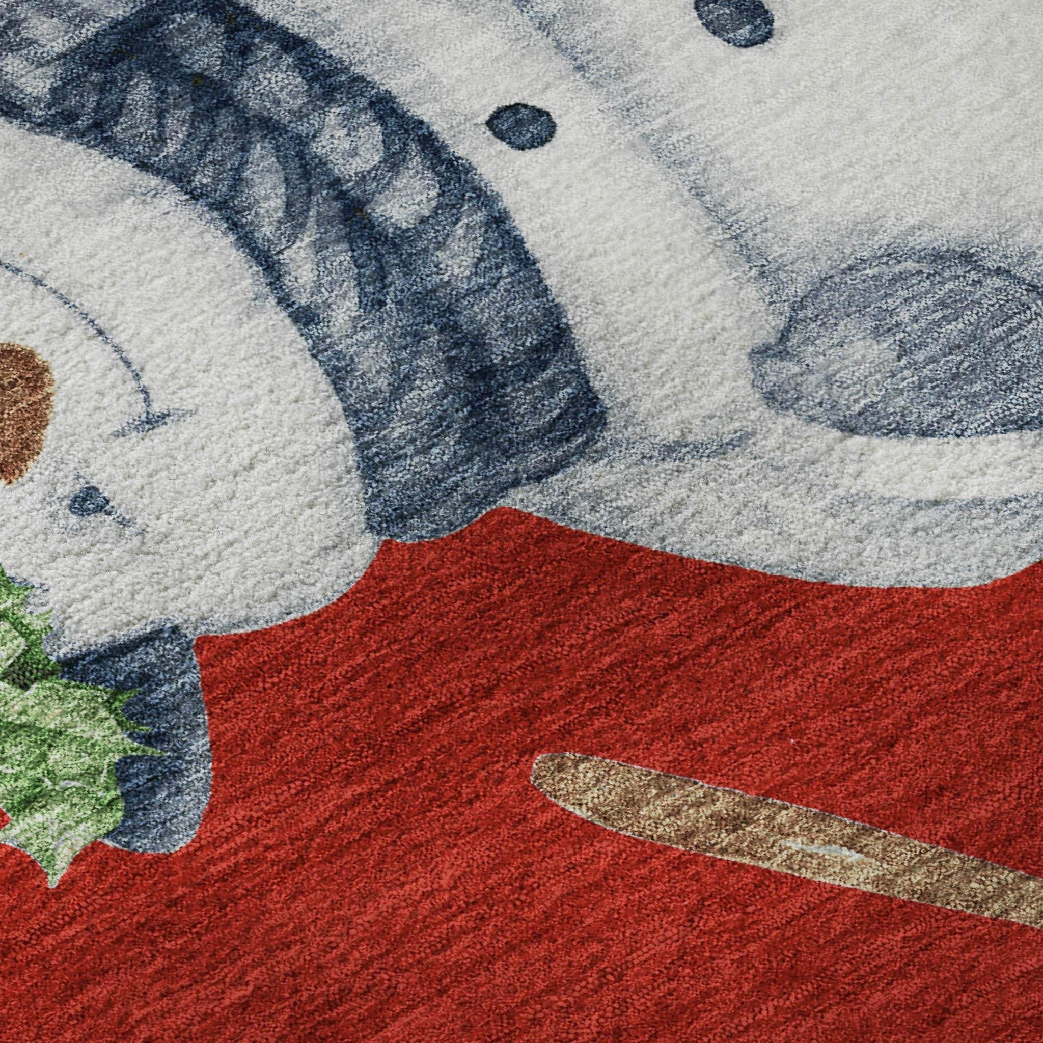 3' X 5' Red And White Christmas Snowmen Washable Area Rug With UV Protection - HomeRoots - Flyclothing LLC