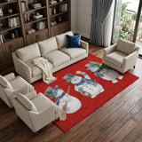 9' X 12' Red And White Christmas Snowmen Washable Area Rug With UV Protection - HomeRoots - Flyclothing LLC