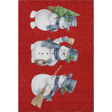 9' X 12' Red And White Christmas Snowmen Washable Area Rug With UV Protection - HomeRoots - Flyclothing LLC