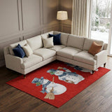 10' X 14' Red And White Christmas Snowmen Washable Area Rug With UV Protection - HomeRoots - Flyclothing LLC